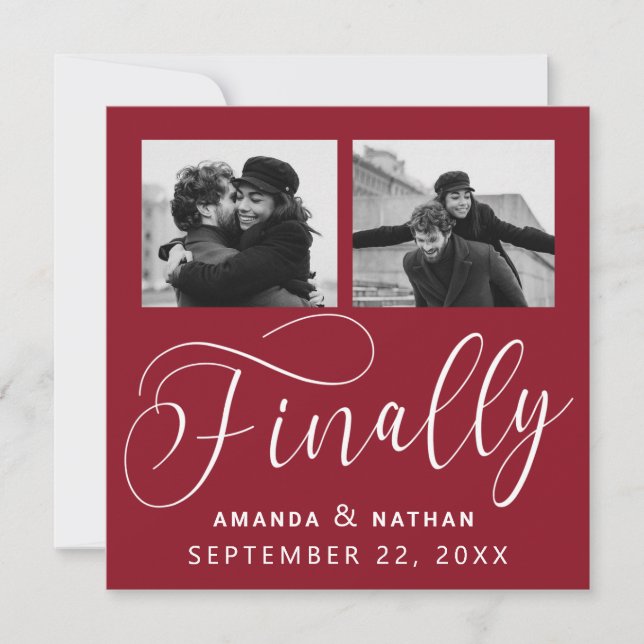 Finally Minimalist Wedding 2 Photo Save the Date (Front)
