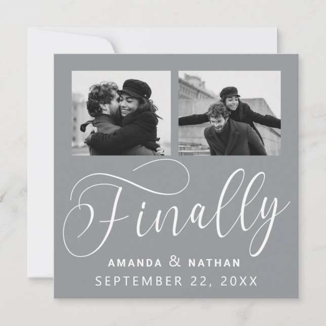 Finally Minimalist Wedding 2 Photo Save the Date (Front)
