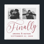 Finally Minimalist Wedding 2 Photo Save the Date Magnet<br><div class="desc">It's been worth the wait and now you're finally ready to send out your save the dates! These minimalist wedding save the date magnets are perfectly simple yet super modern. Easily personalize the design by adding your own photos, names and wedding date. Matching items can be found in the collection....</div>