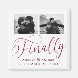 Finally Minimalist Wedding 2 Photo Save the Date Magnet