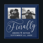 Finally Minimalist Wedding 2 Photo Save the Date Magnet<br><div class="desc">It's been worth the wait and now you're finally ready to send out your save the dates! These minimalist wedding save the date magnets are perfectly simple yet super modern. Easily personalise the design by adding your own photos, names and wedding date. Matching items can be found in the collection....</div>