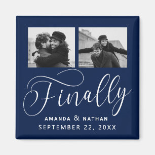 Finally Minimalist Wedding 2 Photo Save the Date Magnet