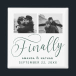 Finally Minimalist Wedding 2 Photo Save the Date Magnet<br><div class="desc">It's been worth the wait and now you're finally ready to send out your save the dates! These minimalist wedding save the date magnets are perfectly simple yet super modern. Easily personalise the design by adding your own photos, names and wedding date. Matching items can be found in the collection....</div>