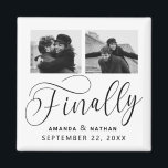 Finally Minimalist Wedding 2 Photo Save the Date Magnet<br><div class="desc">It's been worth the wait and now you're finally ready to send out your save the dates! These minimalist wedding save the date magnets are perfectly simple yet super modern. Easily personalise the design by adding your own photos, names and wedding date. Matching items can be found in the collection....</div>