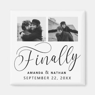 Finally Minimalist Wedding 2 Photo Save the Date Magnet