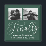 Finally Minimalist Wedding 2 Photo Save the Date Magnet<br><div class="desc">It's been worth the wait and now you're finally ready to send out your save the dates! These minimalist wedding save the date magnets are perfectly simple yet super modern. Easily personalise the design by adding your own photos, names and wedding date. Matching items can be found in the collection....</div>