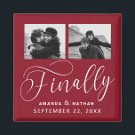 Finally Minimalist Wedding 2 Photo Save the Date Magnet<br><div class="desc">It's been worth the wait and now you're finally ready to send out your save the dates! These minimalist wedding save the date magnets are perfectly simple yet super modern. Easily personalise the design by adding your own photos, names and wedding date. Matching items can be found in the collection....</div>