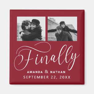 Finally Minimalist Wedding 2 Photo Save the Date Magnet