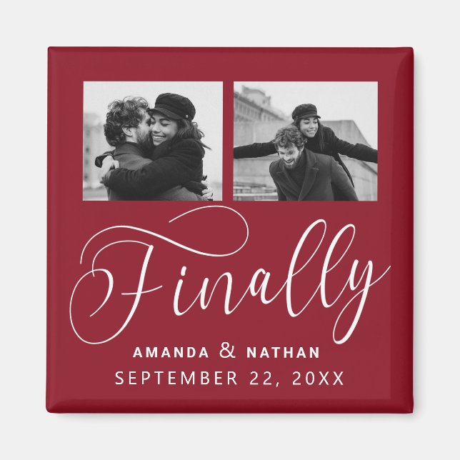 Finally Minimalist Wedding 2 Photo Save the Date Magnet (Front)