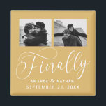 Finally Minimalist Wedding 2 Photo Save the Date Magnet<br><div class="desc">It's been worth the wait and now you're finally ready to send out your save the dates! These minimalist wedding save the date magnets are perfectly simple yet super modern. Easily personalise the design by adding your own photos, names and wedding date. Matching items can be found in the collection....</div>