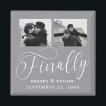Finally Minimalist Wedding 2 Photo Save the Date Magnet<br><div class="desc">It's been worth the wait and now you're finally ready to send out your save the dates! These minimalist wedding save the date magnets are perfectly simple yet super modern. Easily personalise the design by adding your own photos, names and wedding date. Matching items can be found in the collection....</div>