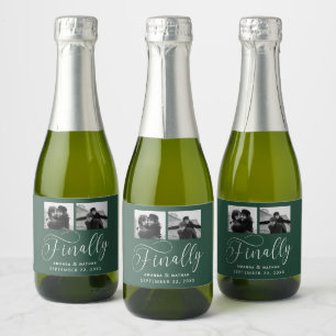 Finally Minimalist Wedding 2 Photo Save the Date Sparkling Wine Label