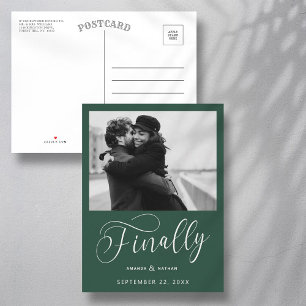 Finally Minimalist Wedding Photo Save the Date Announcement Postcard