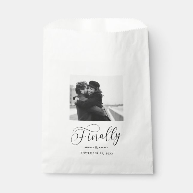 Finally Minimalist Wedding Photo Save the Date Favour Bags (Front)