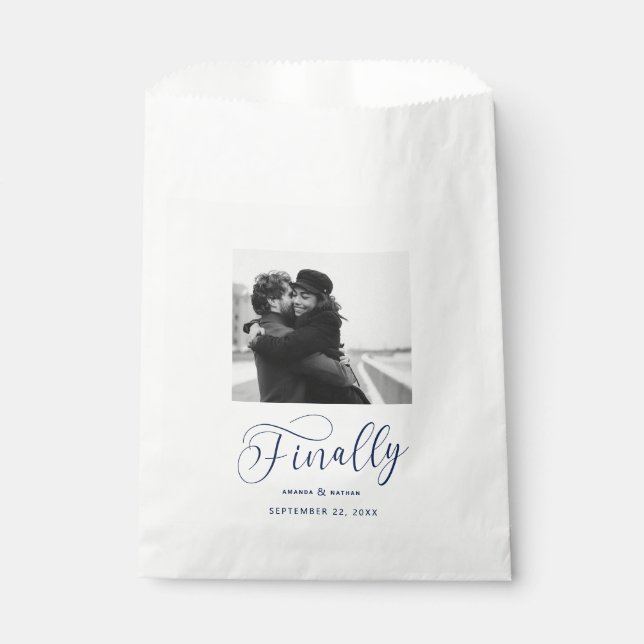 Finally Minimalist Wedding Photo Save the Date Favour Bags (Front)