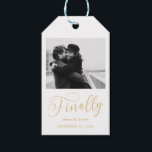 Finally Minimalist Wedding Photo Save the Date Gift Tags<br><div class="desc">It's been worth the wait and now you're finally ready to send out your save the dates! These minimalist wedding save the date tags are perfectly simple yet super modern. Easily personalise the design by adding your own photo,  names and date. Matching items can be found in the collection.</div>