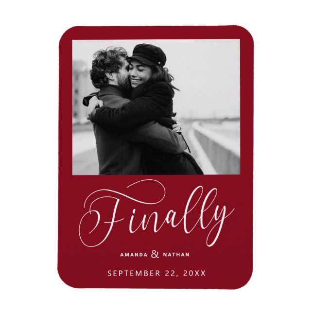 Finally Minimalist Wedding Photo Save the Date Magnet (Vertical)