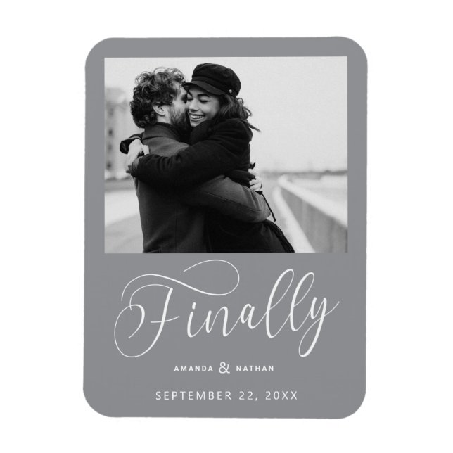 Finally Minimalist Wedding Photo Save the Date Magnet (Vertical)