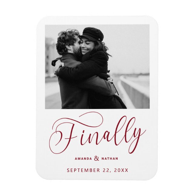 Finally Minimalist Wedding Photo Save the Date Magnet (Vertical)
