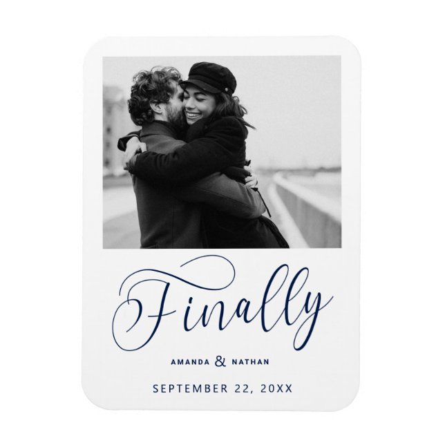 Finally Minimalist Wedding Photo Save the Date Magnet (Vertical)