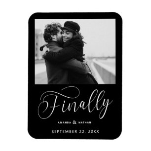 Finally Minimalist Wedding Photo Save the Date Magnet