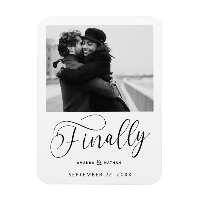 Finally Minimalist Wedding Photo Save the Date Magnet (Vertical)