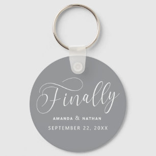 Finally Minimalist Wedding Save the Date Key Ring