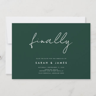 Finally Modern Minimalist Emerald Save The Date