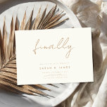 Finally Modern Minimalist Ivory Tan Save The Date<br><div class="desc">A simple modern save the date card. Personalise this minimalist ivory tan design to have your personal details and message.</div>