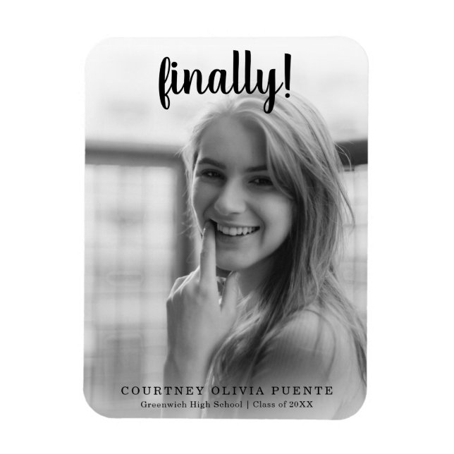 Finally Modern Script Photo Graduation Magnet (Vertical)