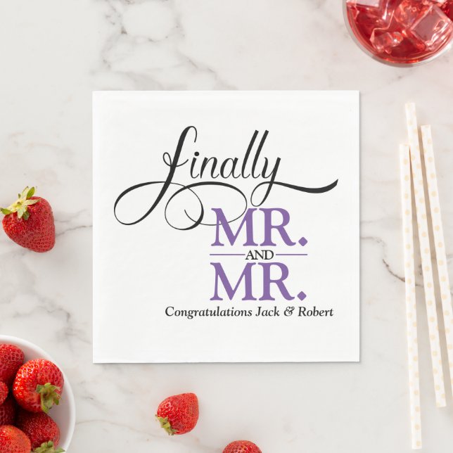 Finally Mr and Mr Wedding Reception Napkins (Insitu)