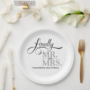 Finally Mr and Mrs Wedding Reception Paper Plate
