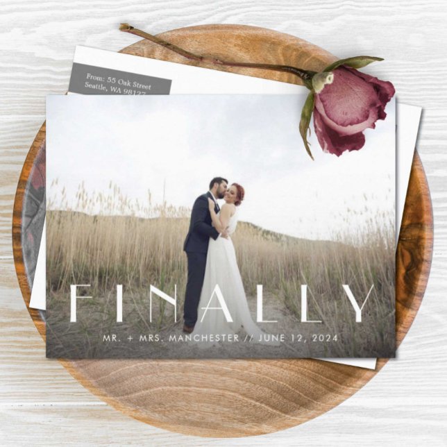 Finally Mr. + Mrs. Wedding Announcement Postcard (Creator Uploaded)