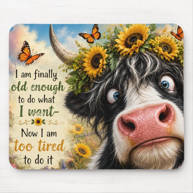 Finally Old Enough Cow Mouse Mat (Front)