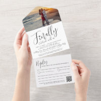 Finally photo mono belated QR code option wedding