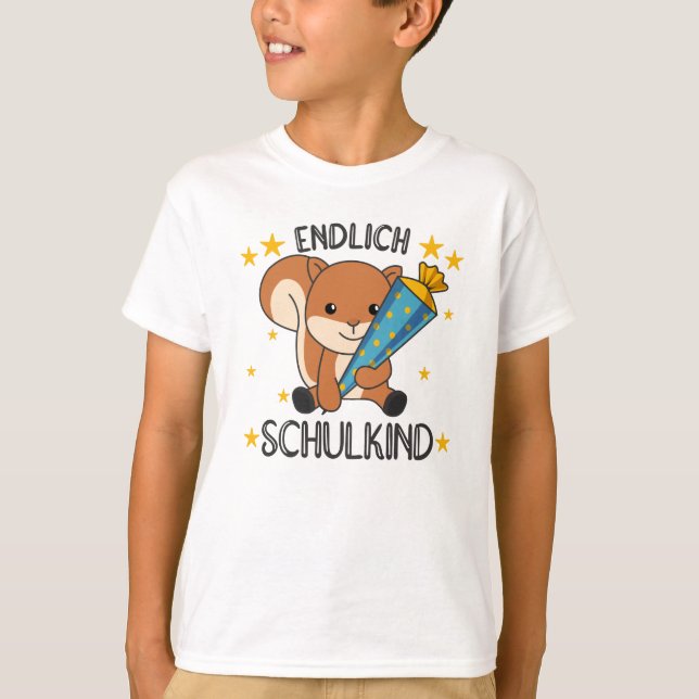 Finally Schoolchild Squirrel School Bag School T-Shirt (Front)
