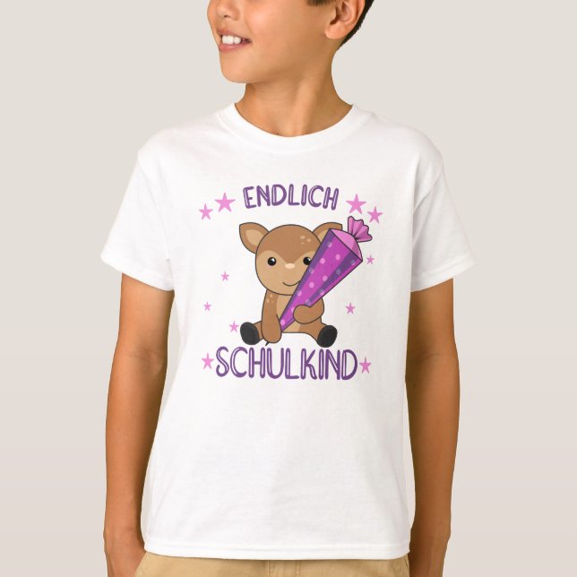 Finally Schoolkind Deer School Bag School T-Shirt (Front)