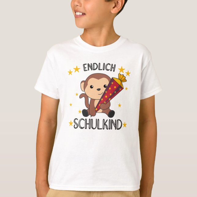 Finally Schoolkind Monkey School Bag Rock The T-Shirt (Front)