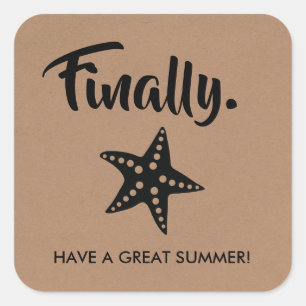 Finally Stickers, Graduation Gift Tag, Summer Square Sticker