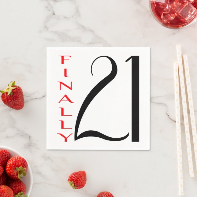 Finally Twenty One Years Old 21st Birthday Napkin (Insitu)