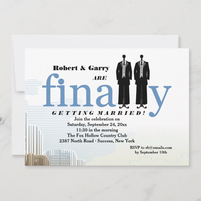 Finally Two Tuxedos Wedding Invitation (Front)