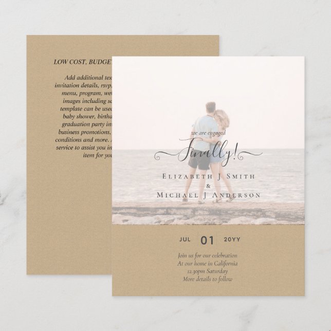 Finally We are Engaged! Wedding Announcement PHOTO (Front/Back)