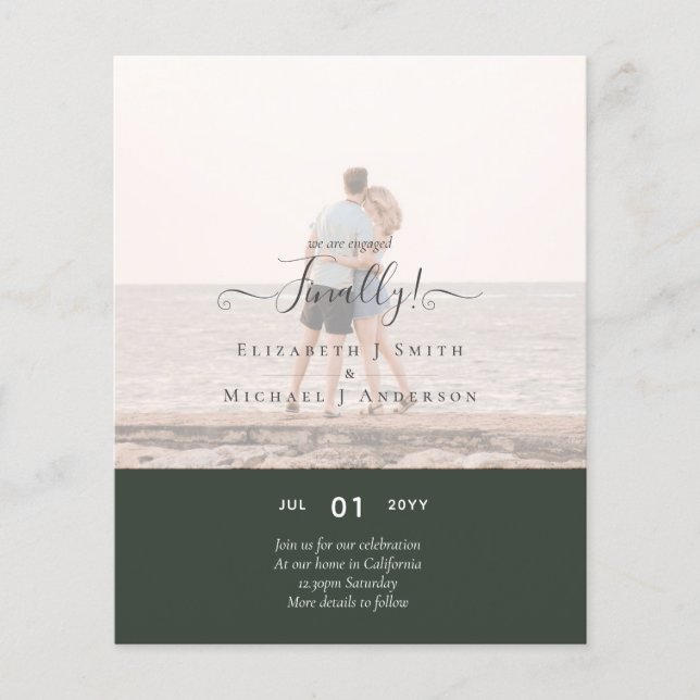 Finally We are Engaged! Wedding Announcement PHOTO Flyer (Front)