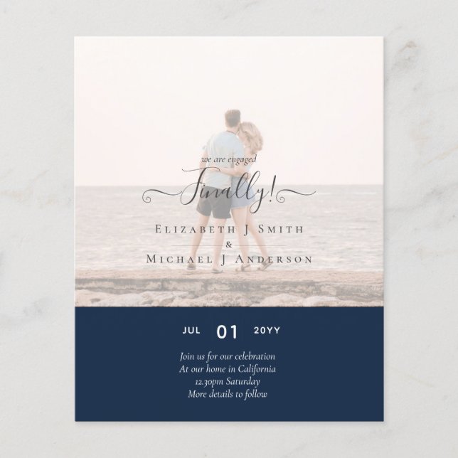 Finally We are Engaged! Wedding Announcement PHOTO Flyer (Front)