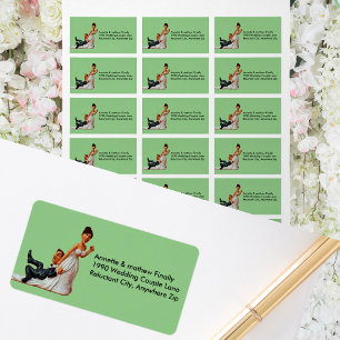 Finally Wedding Couple Funny Brown Hair Label