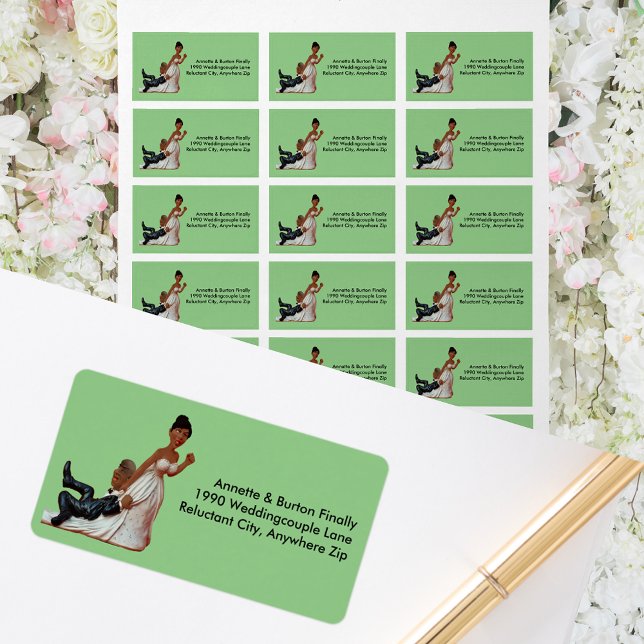Finally Wedding Funny Black Couple Label (Finally Wedding Funny African American Couple Address Label)
