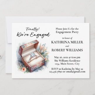Finally! We're Engaged, Elegant Engagement Party Invitation