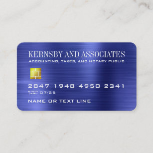 Finance Accounting Blue Faux Metallic Credit Card