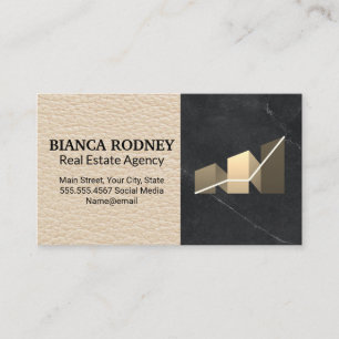 Finance Bar Graph   Marble   Leather Business Card