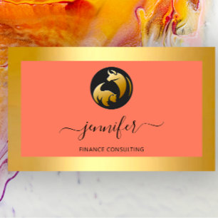 Finance Consulting Broker Bufalo Bear Gold Frame Business Card